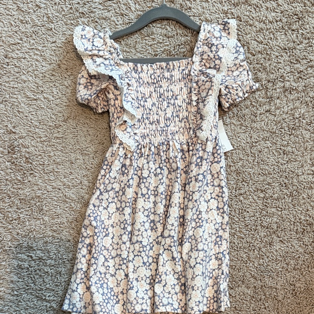 Floral Girls  Dress with Ruffle Sleeves